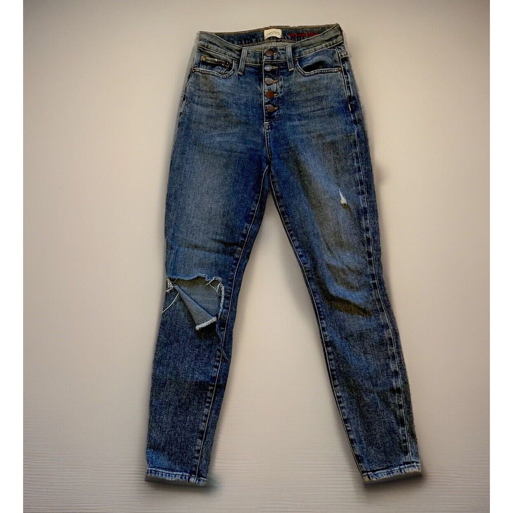 Alice Olivia Jeans Womens Size 26 Denim Exposed Buttons Distressed